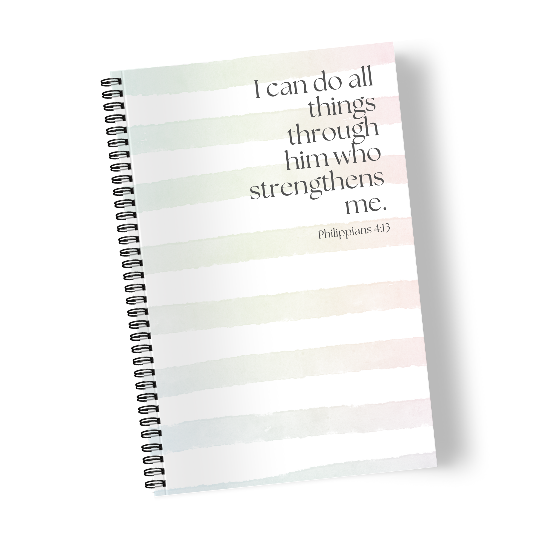 Philippians 4:13 Rainbow Stripe Notebook