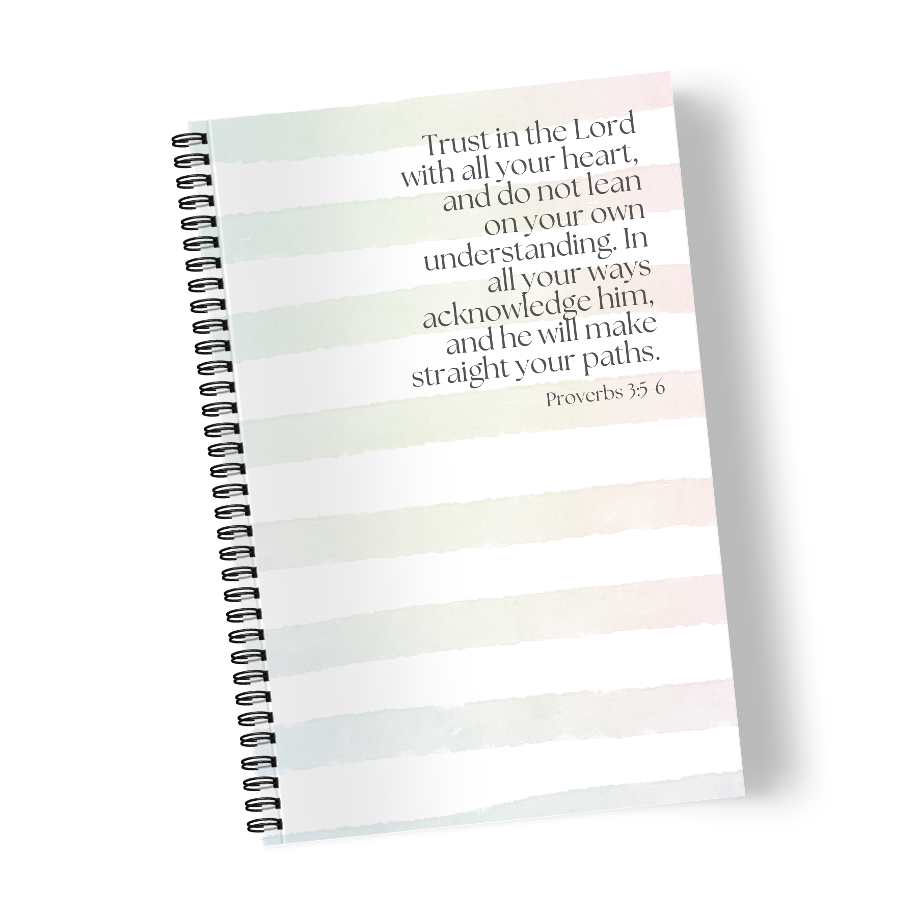 Proverbs 3:5-6 Notebook - Rainbow Stripe - 150 Pages